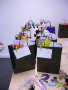 bags waiting for participants to arrive